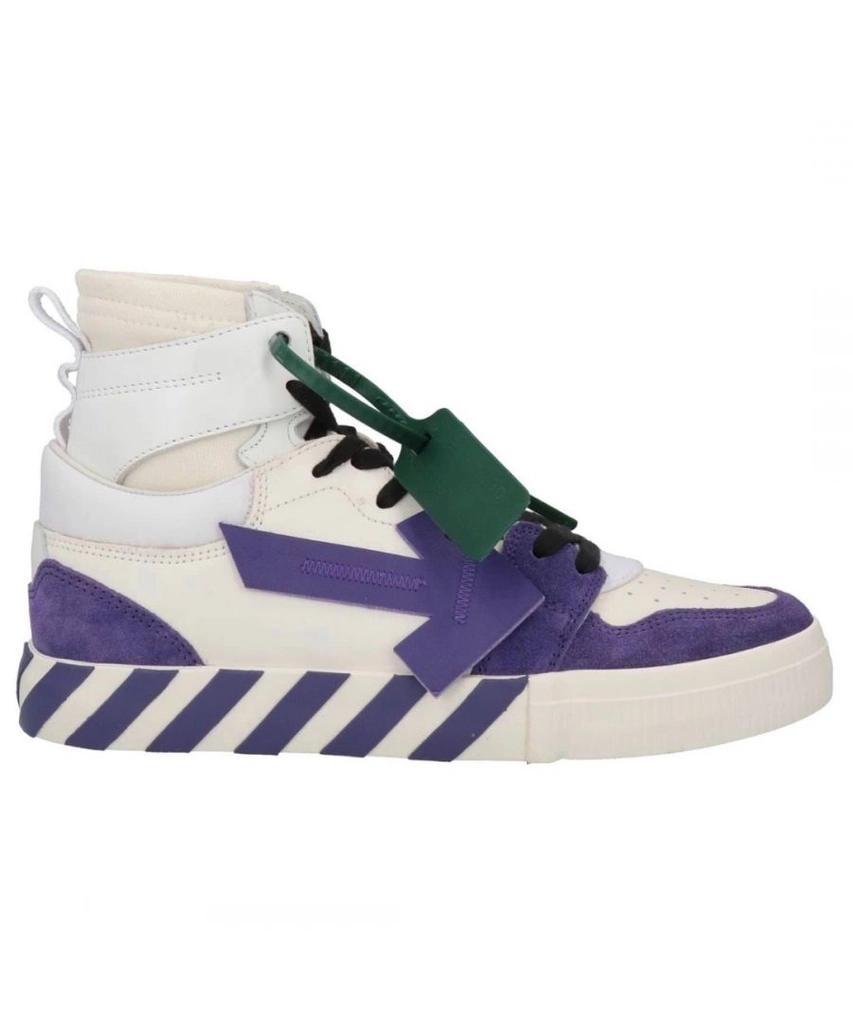 Off White Mens High Top Vulcanized Leather White Sneaker - Size UK 8